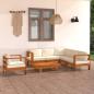 Preview: 7-tlg. Garten-Lounge-Set mit Creme Auflagen Massivholz Akazie