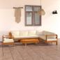 Preview: 8-tlg. Garten-Lounge-Set mit Creme Auflagen Massivholz Akazie