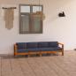 Preview: 4-Sitzer-Gartensofa mit Dunkelgrauen Auflagen Massivholz Akazie