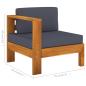 Preview: 4-Sitzer-Gartensofa mit Dunkelgrauen Auflagen Massivholz Akazie