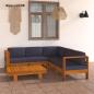 Preview: 6-tlg. Garten-Lounge-Set mit Dunkelgrauen Auflagen Akazienholz