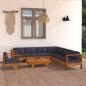 Preview: 9-tlg. Garten-Lounge-Set mit Dunkelgrauen Auflagen Akazienholz