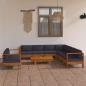 Preview: 9-tlg. Garten-Lounge-Set mit Dunkelgrauen Auflagen Akazienholz