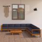 Preview: 9-tlg. Garten-Lounge-Set mit Dunkelgrauen Auflagen Akazienholz