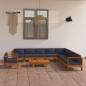 Preview: 10-tlg. Garten-Lounge-Set mit Dunkelgrauen Auflagen Akazienholz