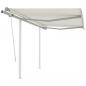 Preview: ARDEBO.de - Markise Manuell Einziehbar mit Pfosten 3,5x2,5 m Creme