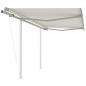 Preview: ARDEBO.de - Markise Automatisch Einziehbar mit Pfosten 3,5x2,5 m Creme