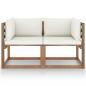 Preview: Garten-Palettensofa 2-Sitzer mit Kissen in Creme Kiefernholz