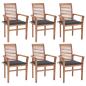 Preview: ARDEBO.de - Essstühle 6 Stk. mit Anthrazit Kissen Massivholz Teak
