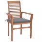 Preview: Essstühle 6 Stk. mit Grauen Kissen Massivholz Teak