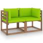 Preview: ARDEBO.de - Garten-Palettensofa 2-Sitzer mit Kissen in Hellgrün Kiefernholz