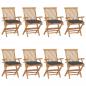 Preview: ARDEBO.de - Gartenstühle mit Anthrazit Kissen 8 Stk. Massivholz Teak