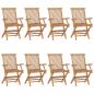 Preview: Gartenstühle mit Anthrazit Kissen 8 Stk. Massivholz Teak