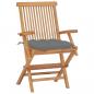 Preview: Gartenstühle mit Grauen Kissen 8 Stk. Massivholz Teak
