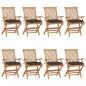 Preview: ARDEBO.de - Gartenstühle mit Taupe Kissen 8 Stk. Massivholz Teak