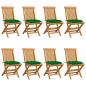 Preview: ARDEBO.de - Gartenstühle mit Grünen Kissen 8 Stk. Massivholz Teak