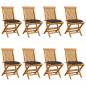 Preview: ARDEBO.de - Gartenstühle mit Taupe Kissen 8 Stk. Massivholz Teak