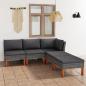 Preview: 5-tlg. Garten-Lounge-Set mit Kissen Poly Rattan Grau