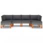 Preview: 6-tlg. Garten-Lounge-Set mit Kissen Poly Rattan Grau