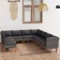 Preview: 9-tlg. Garten-Lounge-Set mit Kissen Poly Rattan Grau