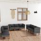 Preview: 9-tlg. Garten-Lounge-Set mit Kissen Poly Rattan Grau
