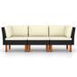 Preview: 3-Sitzer-Gartensofa mit Kissen Schwarz Poly Rattan