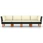 Preview: 4-Sitzer-Gartensofa mit Kissen Schwarz Poly Rattan