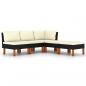 Preview: 5-tlg. Garten-Lounge-Set mit Kissen Poly Rattan Schwarz