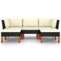 Preview: 5-tlg. Garten-Lounge-Set mit Kissen Poly Rattan Schwarz