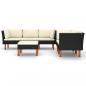 Preview: 6-tlg. Garten-Lounge-Set mit Kissen Poly Rattan Schwarz