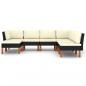 Preview: 7-tlg. Garten-Lounge-Set mit Kissen Poly Rattan Schwarz
