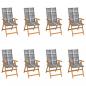 Preview: ARDEBO.de - Verstellbare Gartenstühle mit Auflagen 8 Stk. Massivholz Teak