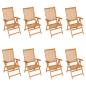 Preview: Verstellbare Gartenstühle mit Auflagen 8 Stk. Massivholz Teak