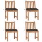 Preview: ARDEBO.de - Gartenstühle 4 Stk. mit Kissen Massivholz Teak 