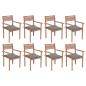 Preview: ARDEBO.de - Stapelbare Gartenstühle mit Kissen 8 Stk. Massivholz Teak