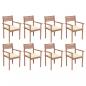 Preview: ARDEBO.de - Stapelbare Gartenstühle mit Kissen 8 Stk. Massivholz Teak