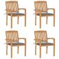 Preview: ARDEBO.de - Stapelbare Gartenstühle mit Kissen 4 Stk. Massivholz Teak