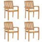 Preview: ARDEBO.de - Stapelbare Gartenstühle mit Kissen 4 Stk. Massivholz Teak