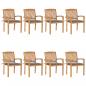Preview: ARDEBO.de - Stapelbare Gartenstühle mit Kissen 8 Stk. Massivholz Teak