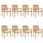 Preview: ARDEBO.de - Stapelbare Gartenstühle mit Kissen 8 Stk. Massivholz Teak