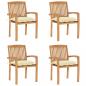Preview: ARDEBO.de - Stapelbare Gartenstühle mit Kissen 4 Stk. Massivholz Teak