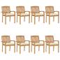 Preview: ARDEBO.de - Stapelbare Gartenstühle mit Kissen 8 Stk. Massivholz Teak