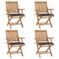 Preview: ARDEBO.de - Klappbare Gartenstühle mit Kissen 4 Stk. Massivholz Teak