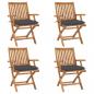 Preview: ARDEBO.de - Klappbare Gartenstühle mit Kissen 4 Stk. Massivholz Teak