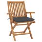 Preview: Klappbare Gartenstühle mit Kissen 4 Stk. Massivholz Teak