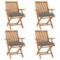 Preview: ARDEBO.de - Klappbare Gartenstühle mit Kissen 4 Stk. Massivholz Teak