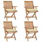 Preview: ARDEBO.de - Klappbare Gartenstühle mit Kissen 4 Stk. Massivholz Teak