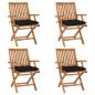 Preview: ARDEBO.de - Klappbare Gartenstühle mit Kissen 4 Stk. Massivholz Teak