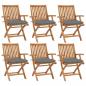 Preview: ARDEBO.de - Klappbare Gartenstühle mit Kissen 6 Stk. Massivholz Teak