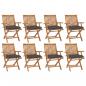 Preview: ARDEBO.de - Klappbare Gartenstühle mit Kissen 8 Stk. Massivholz Teak